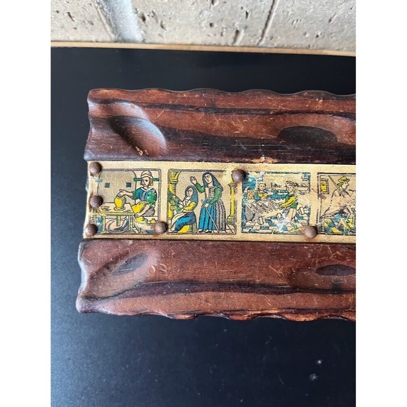 VTG hand-carved/handmade Solid Wood Trinket/Jewelry Box - Made In Spain 3 in H - Picture 4 of 8